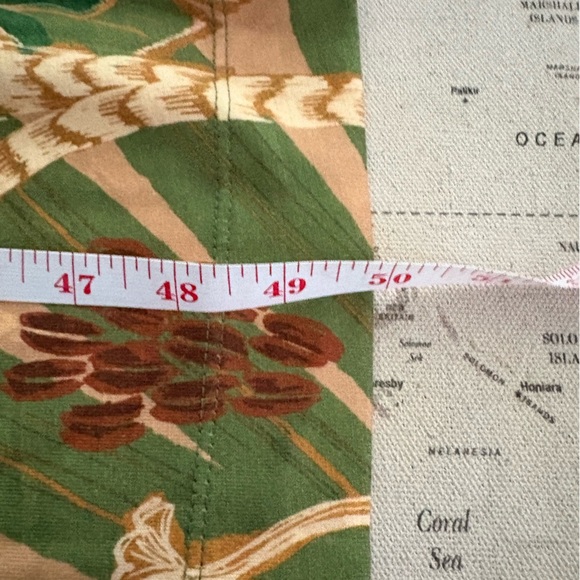 160$ Farm Rio Tropical Isla Padded Shoulders Midi Dress Size L Beige Green - Picture 12 of 12